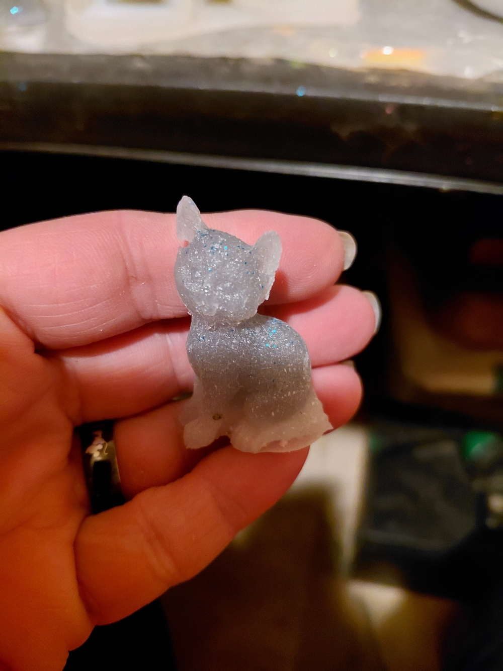 Glitter Resin Sitting Cat Figurine